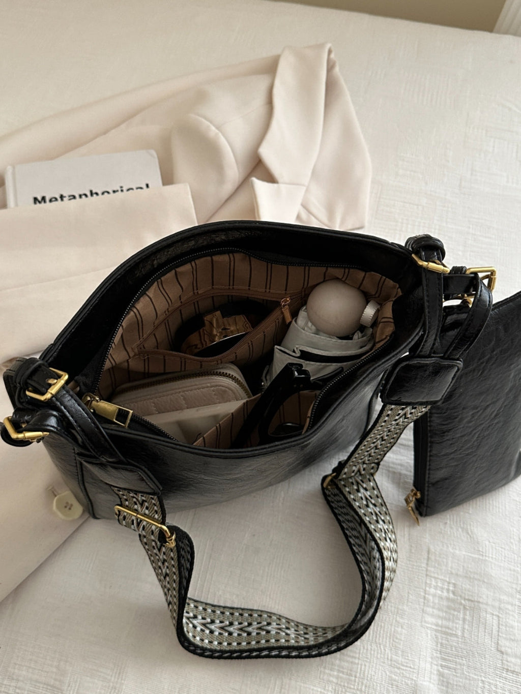 PU Leather Bag - Adjustable Strap Crossbody Bag with Pouch
