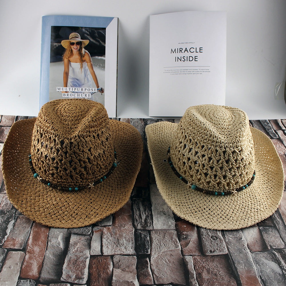 Hollow Design Western Cowboy Style Unisex Hand-made Hat