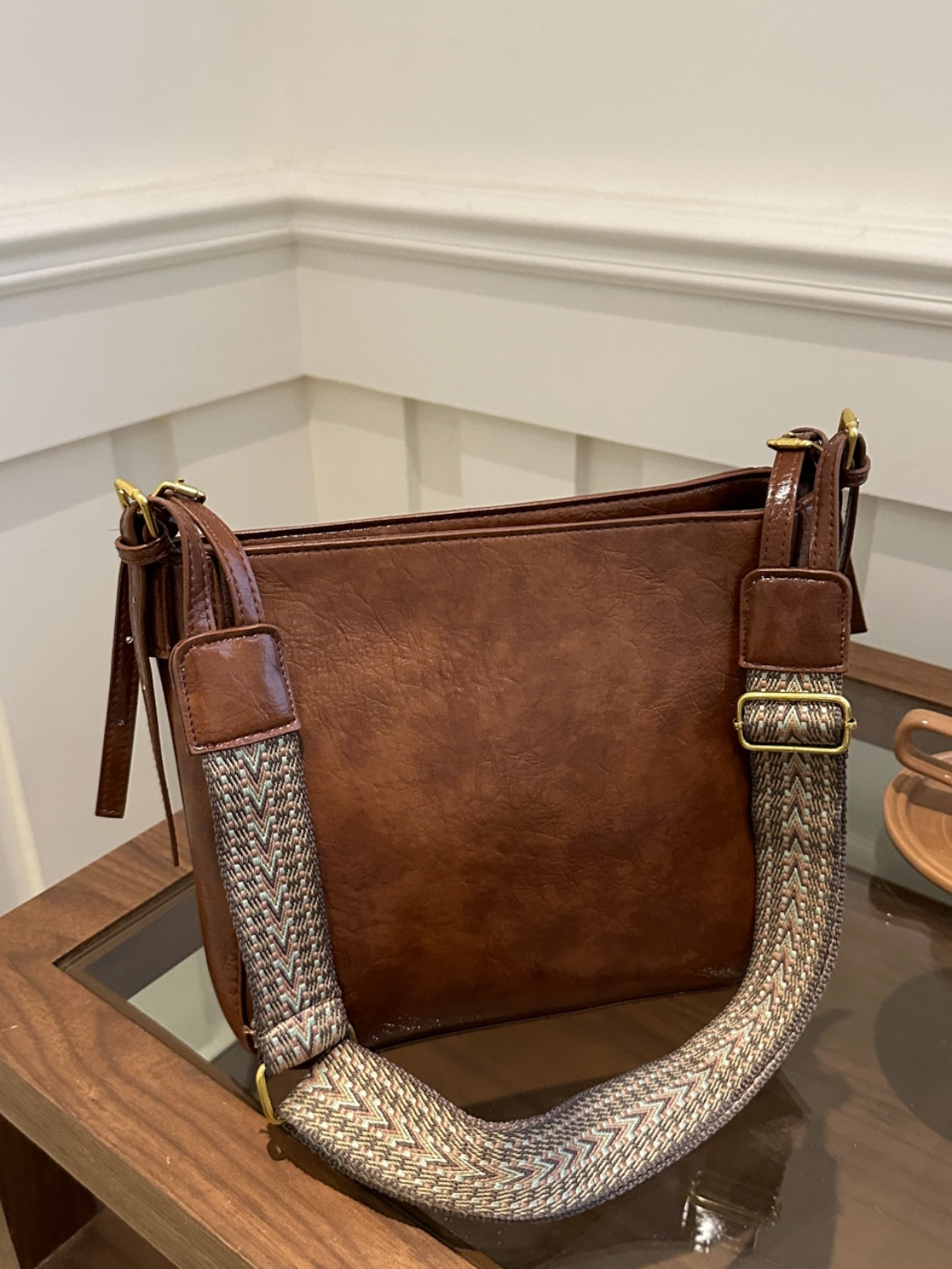 PU Leather Bag - Adjustable Strap Crossbody Bag with Pouch